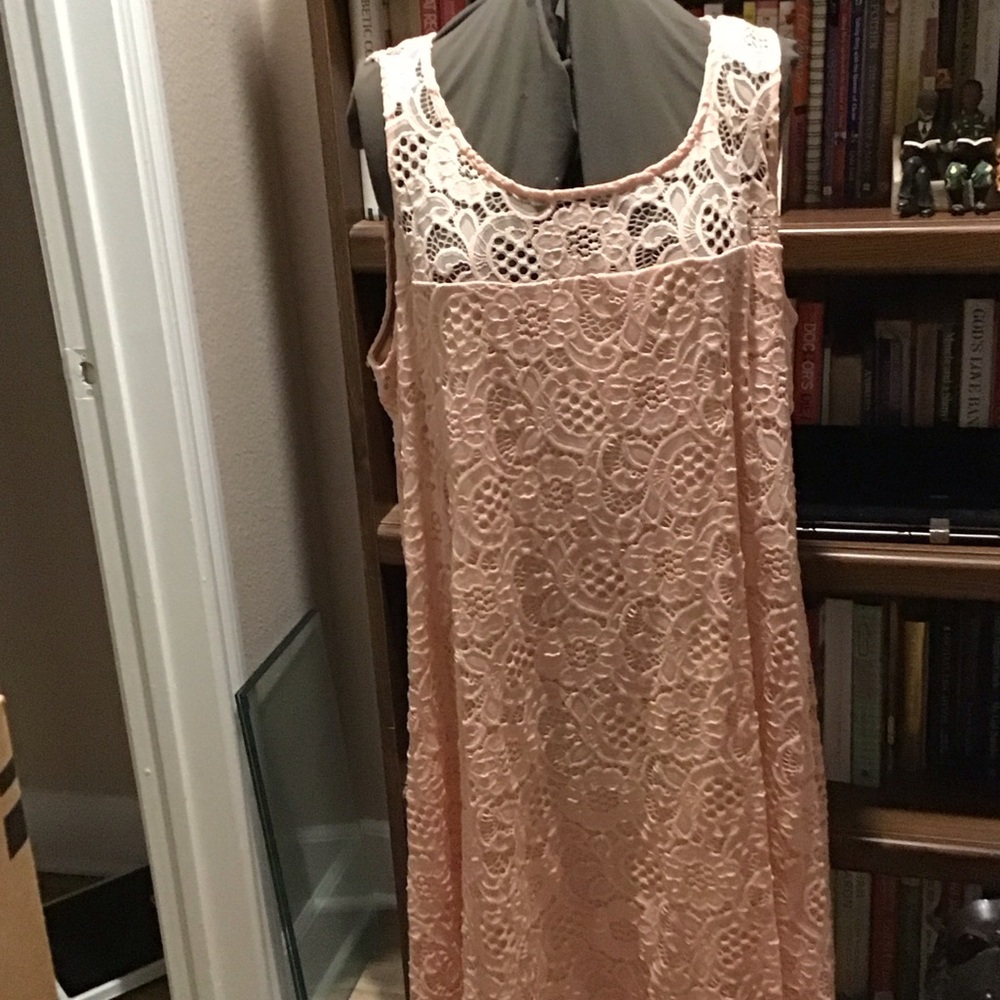 Chic Lace Midi Dress in Soft Pink